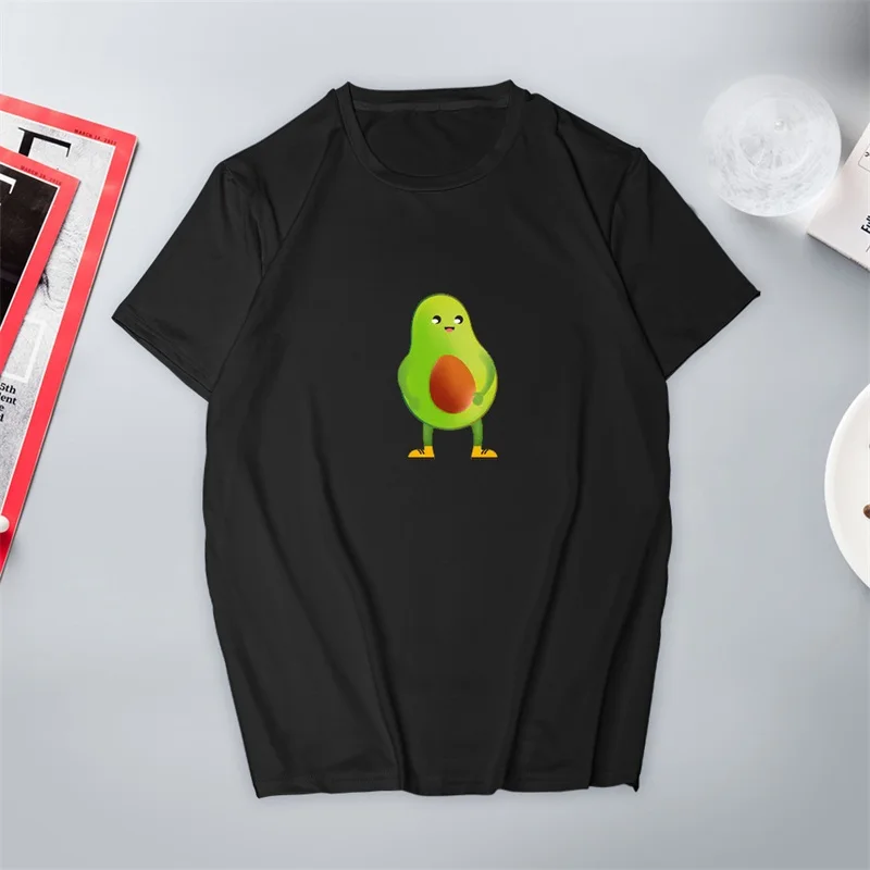 

Women Graphic T-shirts Fashion T-shirts Funny Print Smiling Avocado Pattern Tees Short Sleeve Black and White T-shirts Gift Tops