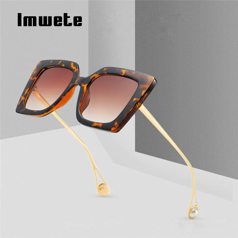 

Imwete Vintage Sunglasses Women Luxury Brand Cat Eye Sun Glasses Ladies Retro Pearl Legs Sunglass UV400 Metal Eyewear Female