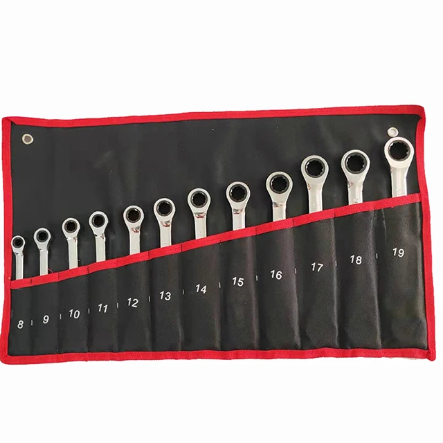 Durable ratchet wrench set plum blossom open combination wrench two-way double fast ratchet wrench auto repair tools - Цвет: 12pcs set  A