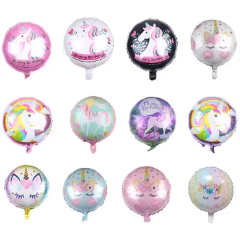 

5pcs Unicorn balloons 18 inch star Round Balloon Baby Shower Birthday Party Decor Kids Rainbow Balloons Unicorn Party Supplies