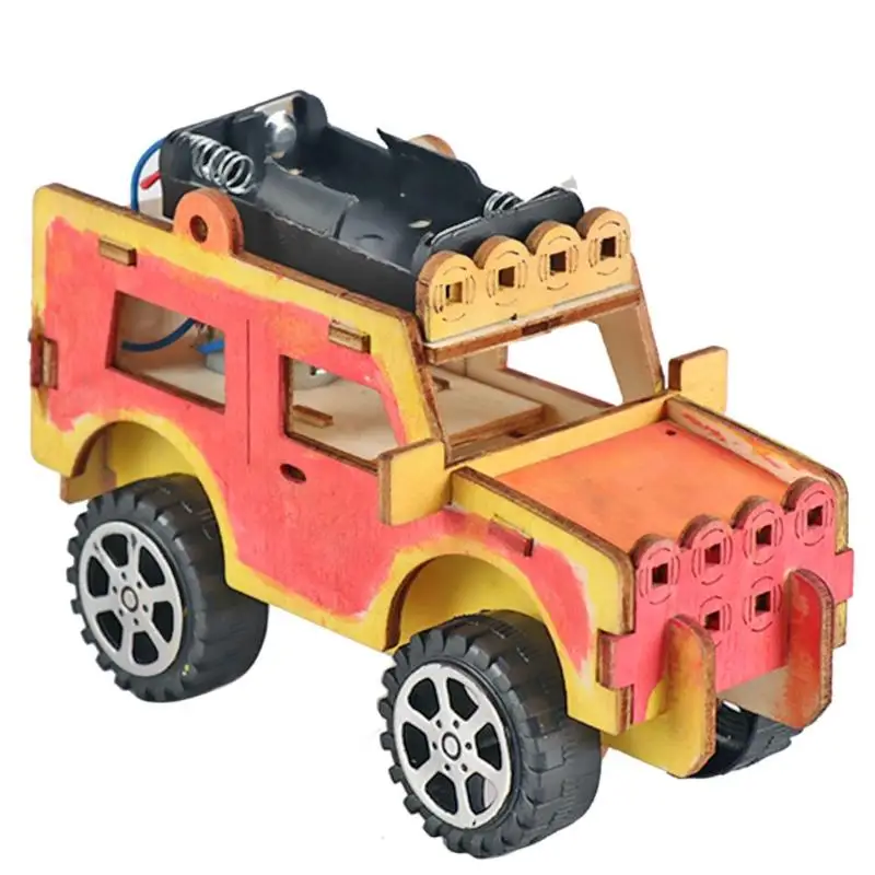 DIY Электрический джип, модель, наборы, деревянный, для детей, студентов, научный эксперимент, транспортное средство, эксперименты, набор игрушек, собранный автомобиль, обучающая игрушка