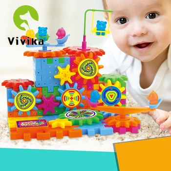 

81 Pieces Blocks Variety Educational Toys For Children Multiple Spellings Baby Toy Kids Plastic Model Kits Gear Assembly DIY