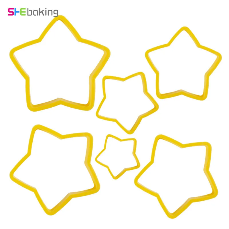 Shebaking 6 шт. Пластик формочка для печенья в виде звезды пресс-форм 3D печенье cиликоновая форма формы для кухни десерт торт украшения