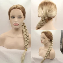 Dark Roots to Blonde Ombre Wig Synthetic Lace Front Wig for Women Heat Friendly Fiber Hair Half Hand Tied Daily Wear Makeup Wigs