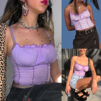 

New Women's Fashion Sling Top Purple Sexy Sleeveless Bra Vest S M L