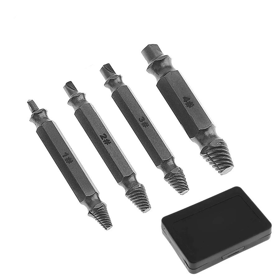 

BEKCMTH 4pcs/set Step Drill Bit Set Screw extractor Wood drill Drilling Power Tools Broken Speed Steel Bolt Woodworking Hole