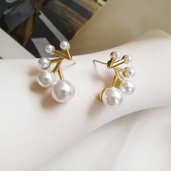 

S925 Silver New Style Cool Simple Earrings Pearl Elegant Sweet Sense of Design Earrings Online Celebrity Non-mainstream Ear Stud