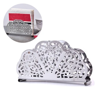 

Restaurant Napkin Holder Stand Fan-shaped Stainless Steel Desktop Tissue Paper Dispensers Box Rack Bracket Storage Shelves