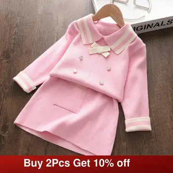 

Melario Girls Knitted Clothing Sets New Winter Kids Sweater and Skirt Outfits 2Pcs Elegant Party Clothes Children Clothing