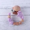 Personalized Name Beech Wood Baby Pacifier Clips Silicone Star Teether Soother Chain Infant Dummy Holder ► Photo 2/6