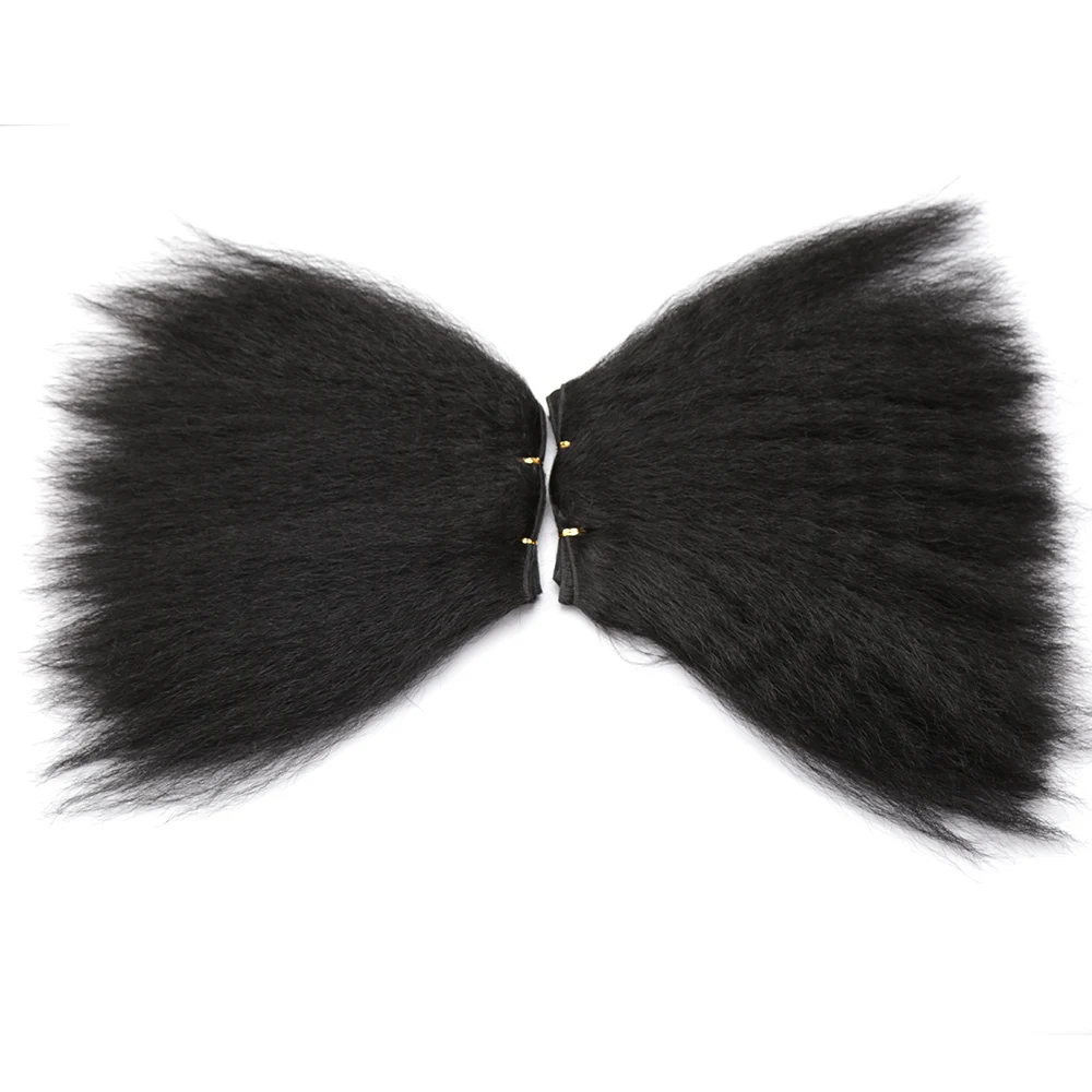 Synthetic Hair Weave Kinky Straight Hair Bundles 1 Piece For African Women