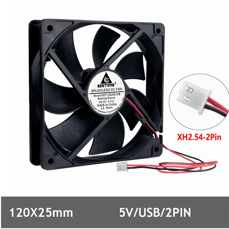 

1pcs Lot Gdstime 5V USB 2Pin Connect 120x25mm 120mm PC Fan Cooling For Video Card Cooler Exhaust Big Promotion