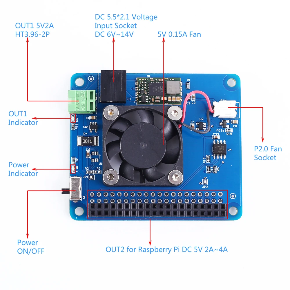 Выключатель питания для Raspberry Pi 3B +/3B/2B Smart Fan с переключателем|Интегральные схемы| |
