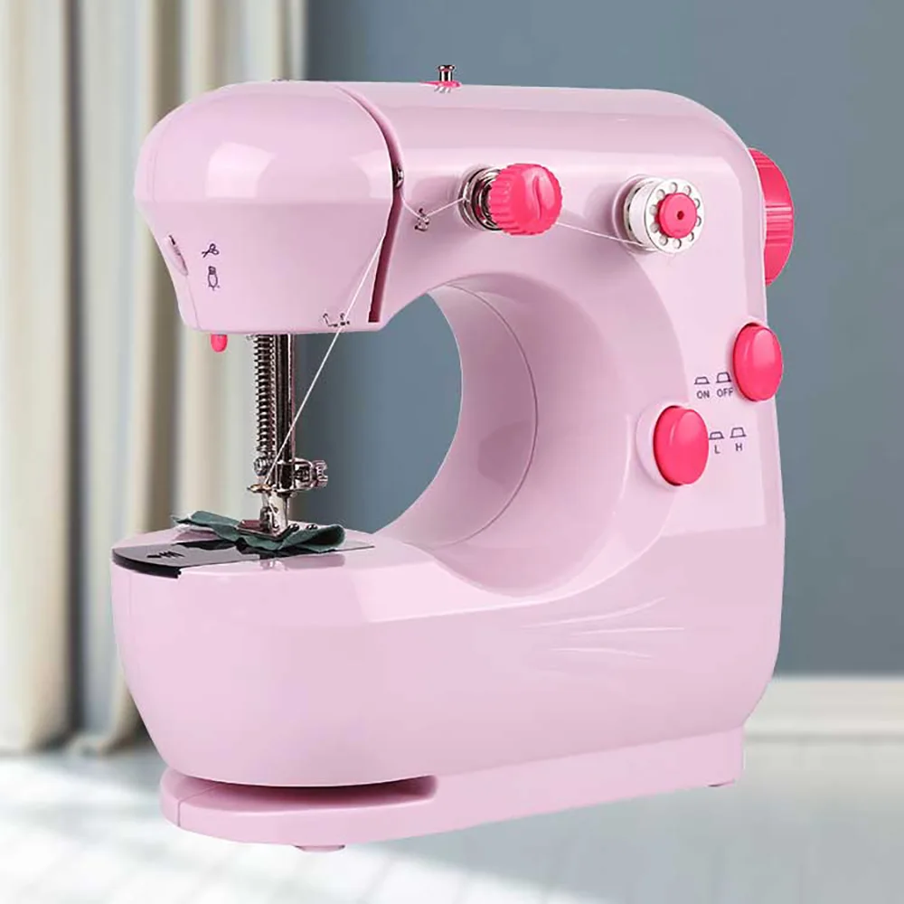  Sewing Machine for Beginners, Portable Mini Handheld Machine, 2  Speed Embroidery Stitching Machine, Foot Pedal Operation,Pink