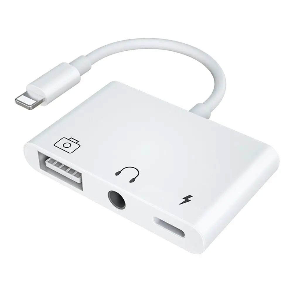 3 в 1 для Lightning/USB адаптер для чтения камеры с 3,5 мм aux разъемом для наушников и зарядным портом для iPhone 7/7 P/8/8 P/iPad
