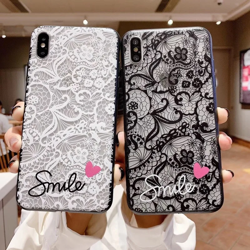 Жесткий Чехол-бампер из ТПУ с кружевными цветами для Apple iphone 11 12 Pro XS MAX XR X 7 8 6 6s Plus