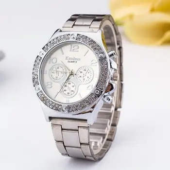 

Reloj mujer New Famous Brand Silver Crystal KANIMA Casual Quartz Watch Women Stainless Steel 3 Eyes Watches Men Clock Hodinky