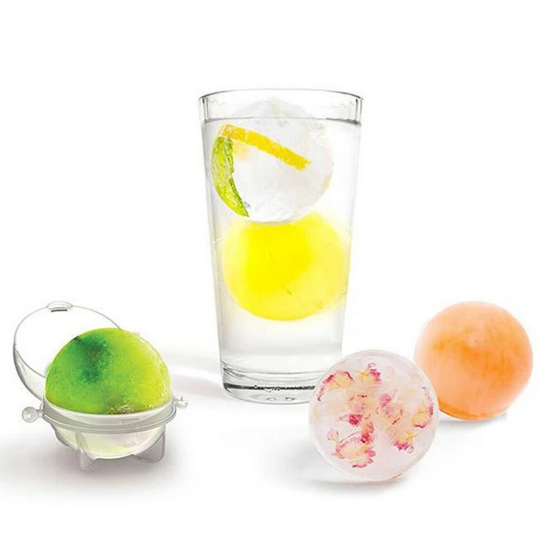 H55A Round Ice Cube Molds Whiskey Ice Sphere Maker Balls 4 Pack for Whiskey Bourbon