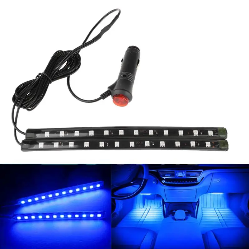 LEAGUE&CO 4PCS 12 LED Footwell Floor Decor Atmosphere Light Neon Strips Green 