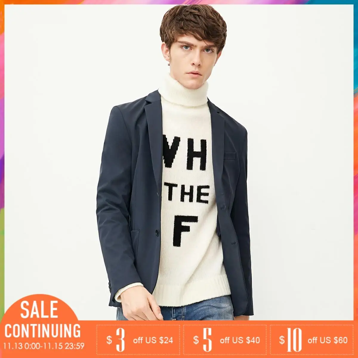 Джек Джонс новый тонкий умный Повседневный Зубчатый воротник сплошной цвет