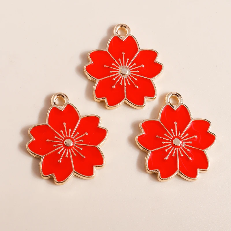 10pcs Cute Enamel Sakaru Daisy Flowers Charms Pendants for Necklace Bracelet Earring DIY Jewelry Making Accessories Findings