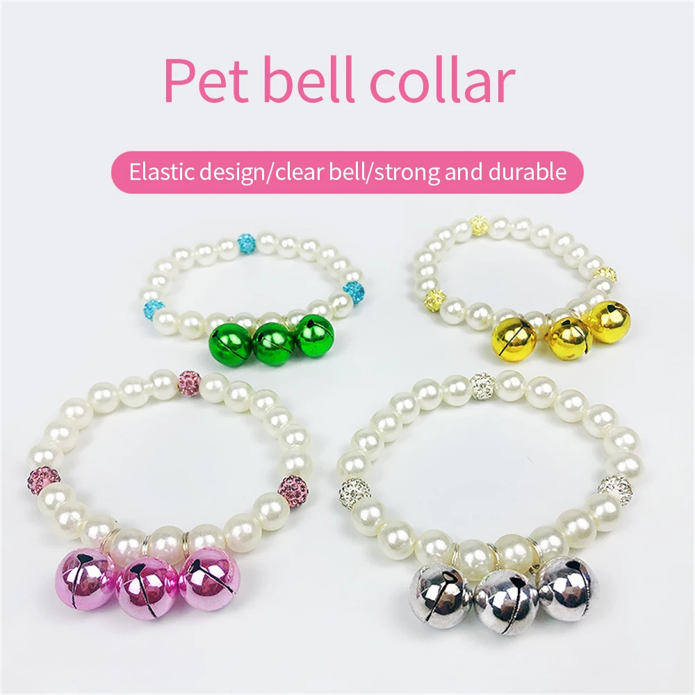 Elastic Rubber Band Cat Pearl Collar Creative Cute Rattle Design Collar Sound Crisp and Fun Pet