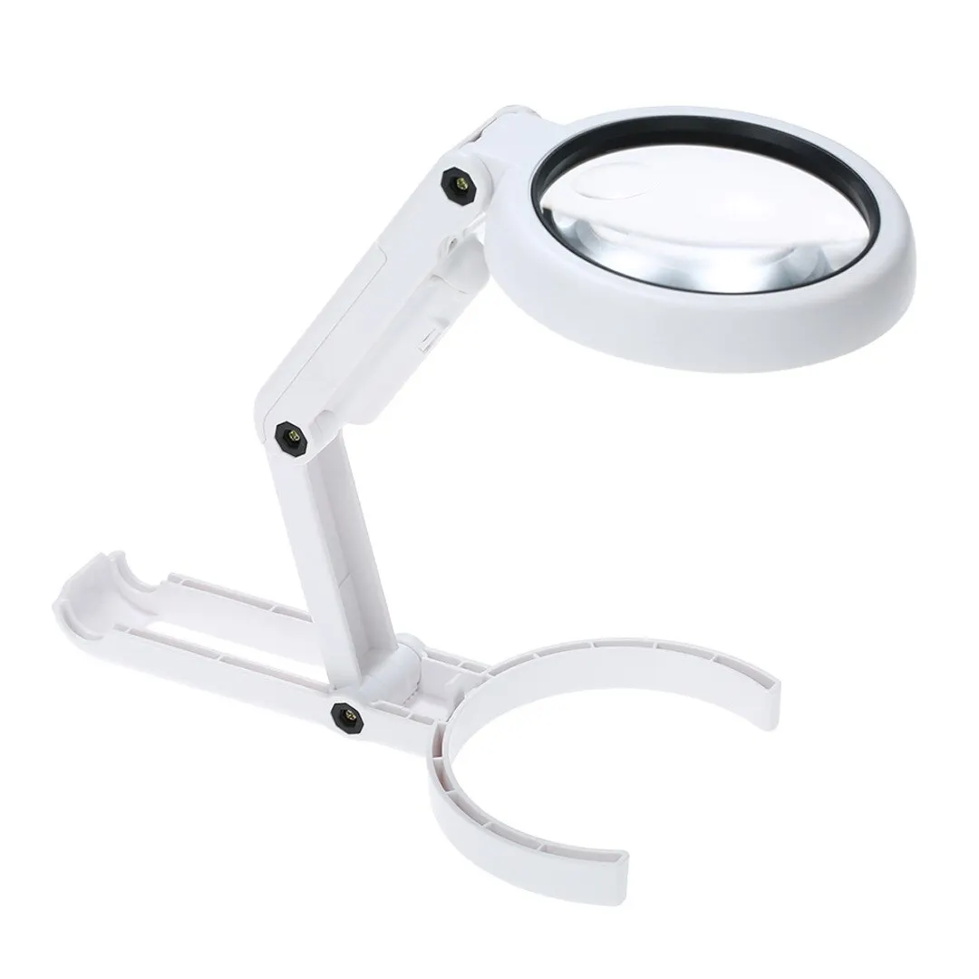 Foldable Lamp Illuminated Magnifier 5X 11X Magnifying Table Loupe Magnifier Screen with 8 LED Lights For Reading Map Newspaper