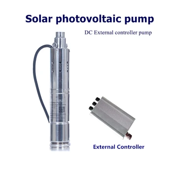 

DC 24V Brushless Solar Powered Screw Deep Well Submersible Water Pump with External Controller 520W 792.5GPH 164.04FT Max Lift