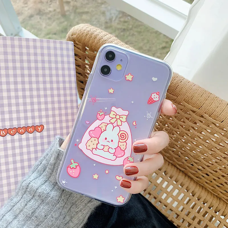 2020 красивый милый мультяшный розовый чехол с кроликом для iPhone 11 11PROMAX 11PRO 6 6S 7 8 6splus