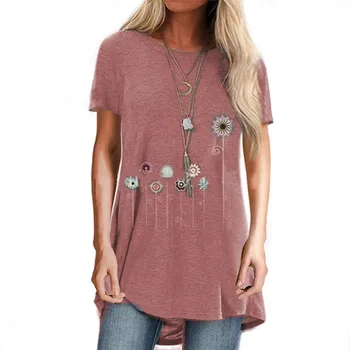 

Summer S-5XL 2020 Floral Print T Shirt Short Sleeve Women Casual Tees Top Loose O-Neck T-Shirts Big Sizes Tops Womens Clothing