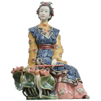 

Chinese Style Classical Jinling Twelve Women Statue Lady Figure Art Sculpture Ceramics Crafts Decorations For Home Gift R3298