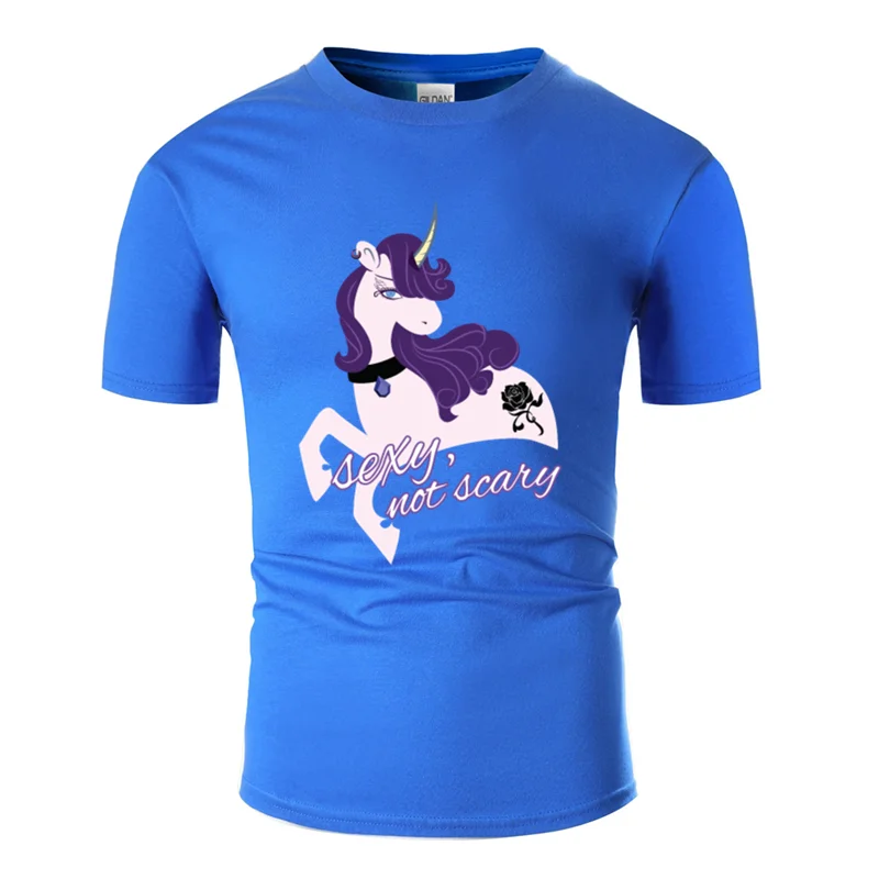 Men-Blue Дышащая Сексуальная Готическая Мужская футболка с единорогом einhorn, Мужская футболка с коротким рукавом и солнечным светом, большие размеры S~ 5xl - Цвет: Men-Blue