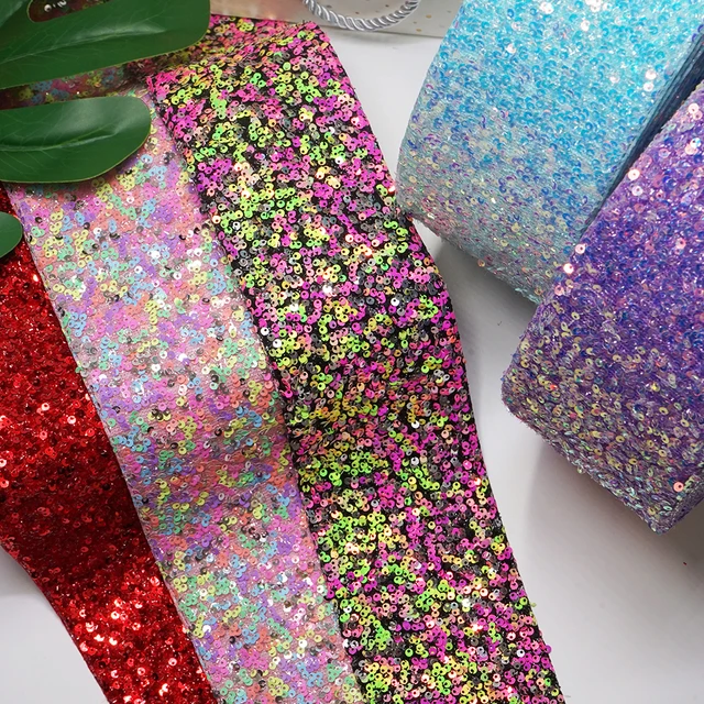 3 Inch 75mm DIY Double Color Peeled Untidy Sequin Fabric Reversible Sequin  Ribbon For Craft Supplies Sewing Accessories 5 Yard - AliExpress