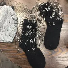 Утепленный комплект с героями мультфильмов, носки "Призрак" Для женщин ручной работы с имитацией кроличьей шерсти; мягкие и удобные зимние теплые креативные свободное высококачественный носок