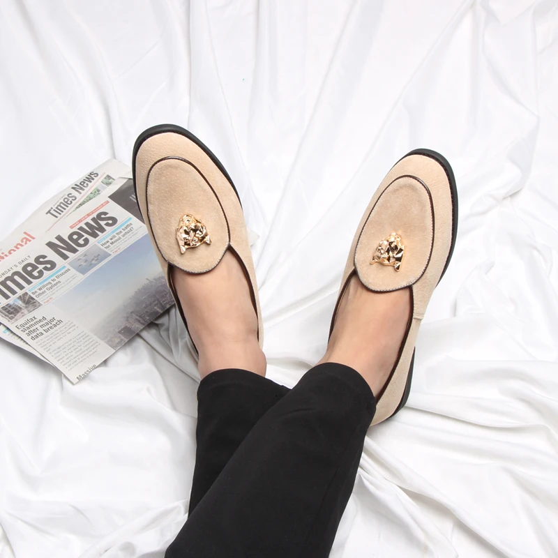 Luxury Brand Leopard Head Casual Leather Shoes Men Flats Moccasins Loafers High Quality Soft Comfortable Classic Business Shoes