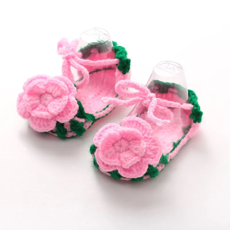 

1Pair Baby Shoes Crib Crochet Casual Baby Girls Handmade Knit Sock Cute Bow Infant Comfortable Shoes High Quality детская обувь