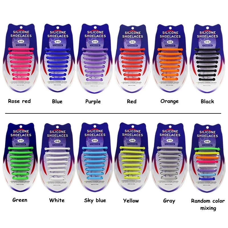 

16pcs/set Semicircle Silicone Shoelaces Elastic Silicone Shoelace Special No Tie Shoelace Men Women Shoe Laces Rubber Zapatillas