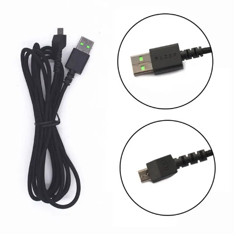 Прочная нейлоновая плетеная USB мышь кабель для беспроводной мыши Razer