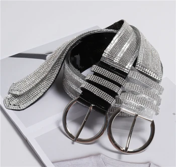 

2019 Luxury Women PVC Rhinestone Waist Belt Plastic Transparent Wide Waistband Ring Buckle Ladies Crystal Corset Caestus Belts