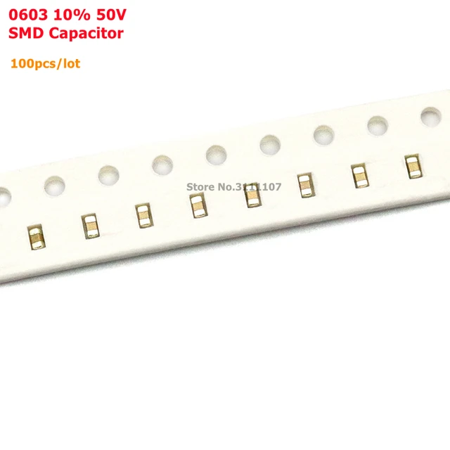 100個/ピース/ロット1ufエラー10% 50v 105 uf 0603 smd厚膜チップセラミックコンデンサ