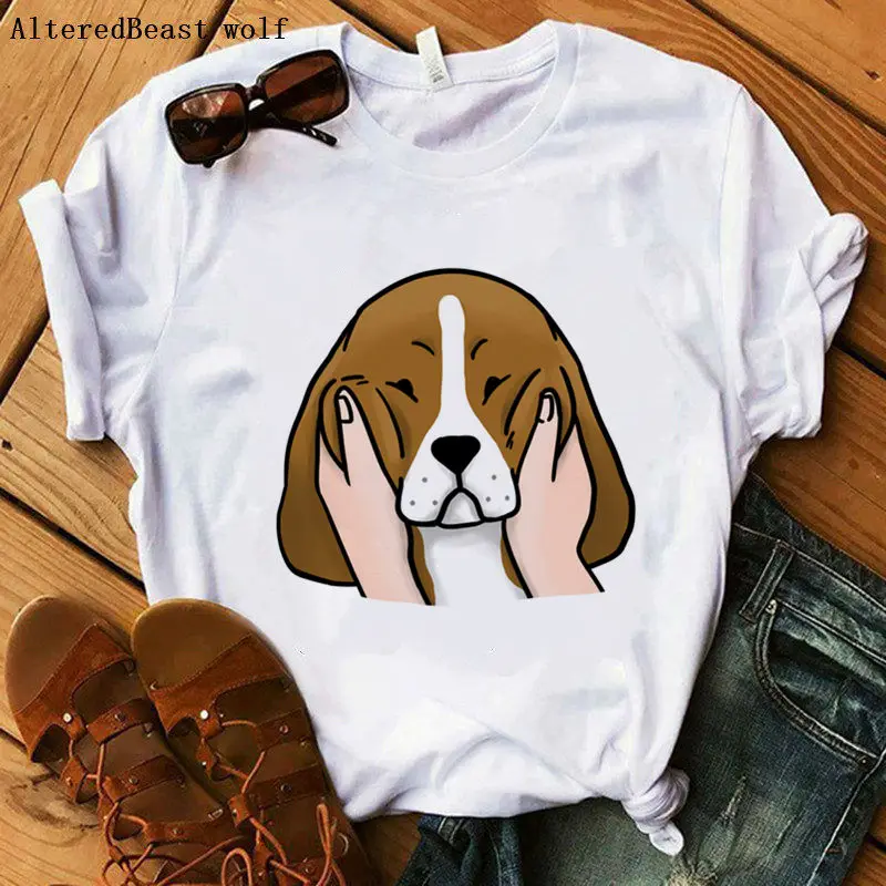 Sushi beagle, Женская забавная Милая модная футболка, Женская Повседневная футболка с принтом, модная футболка с коротким рукавом, летняя женская футболка с рисунком Харадзюку