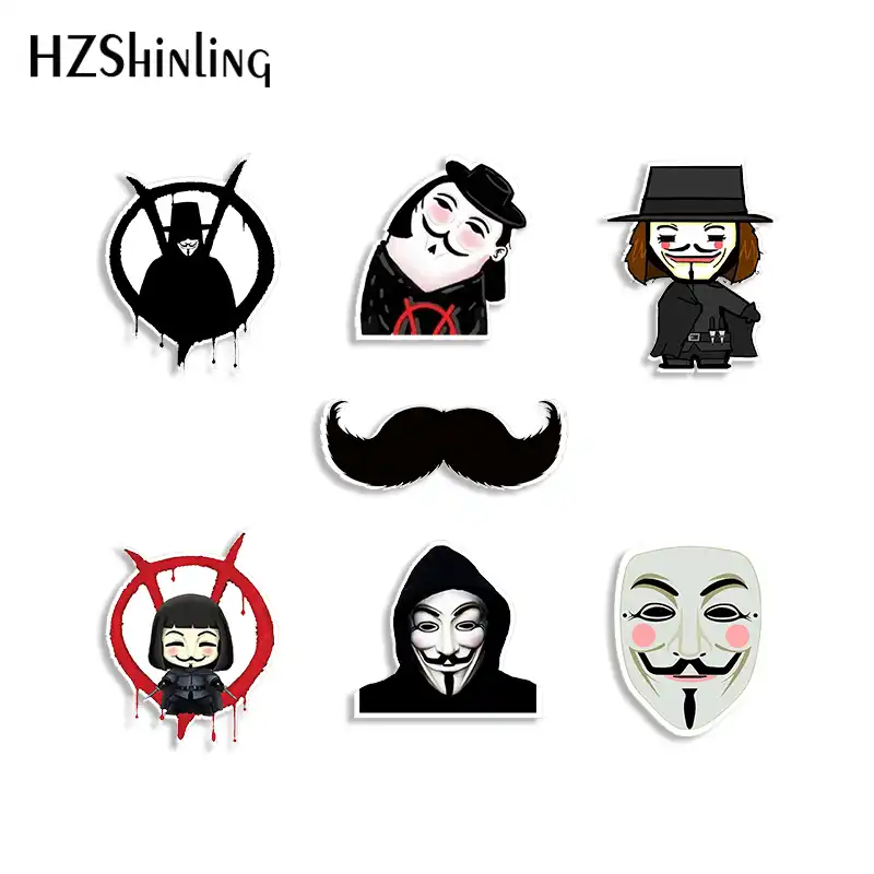Усадка Dinks Акриловые Броши V для Vendetta мультфильм смолы эпоксидные булавки одежды