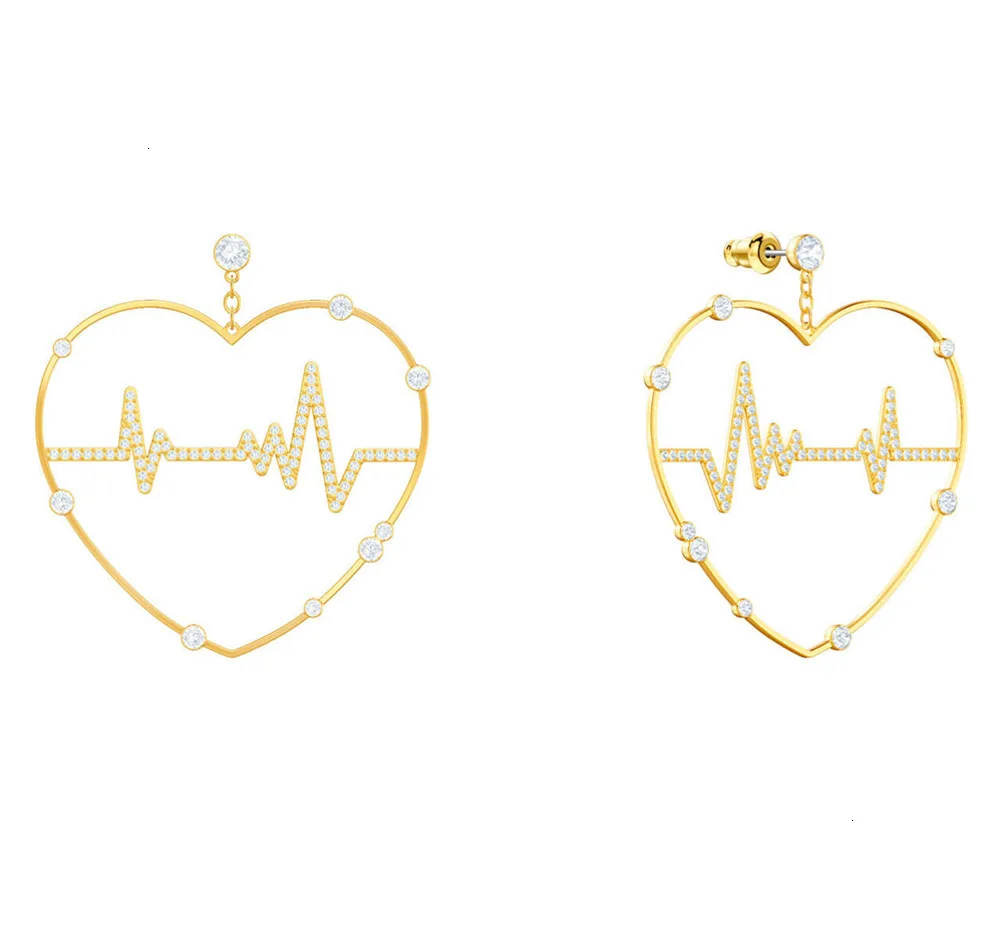 

New elegant and shiny new quality swa heart-shaped earrings for women's birthday enthusiasts