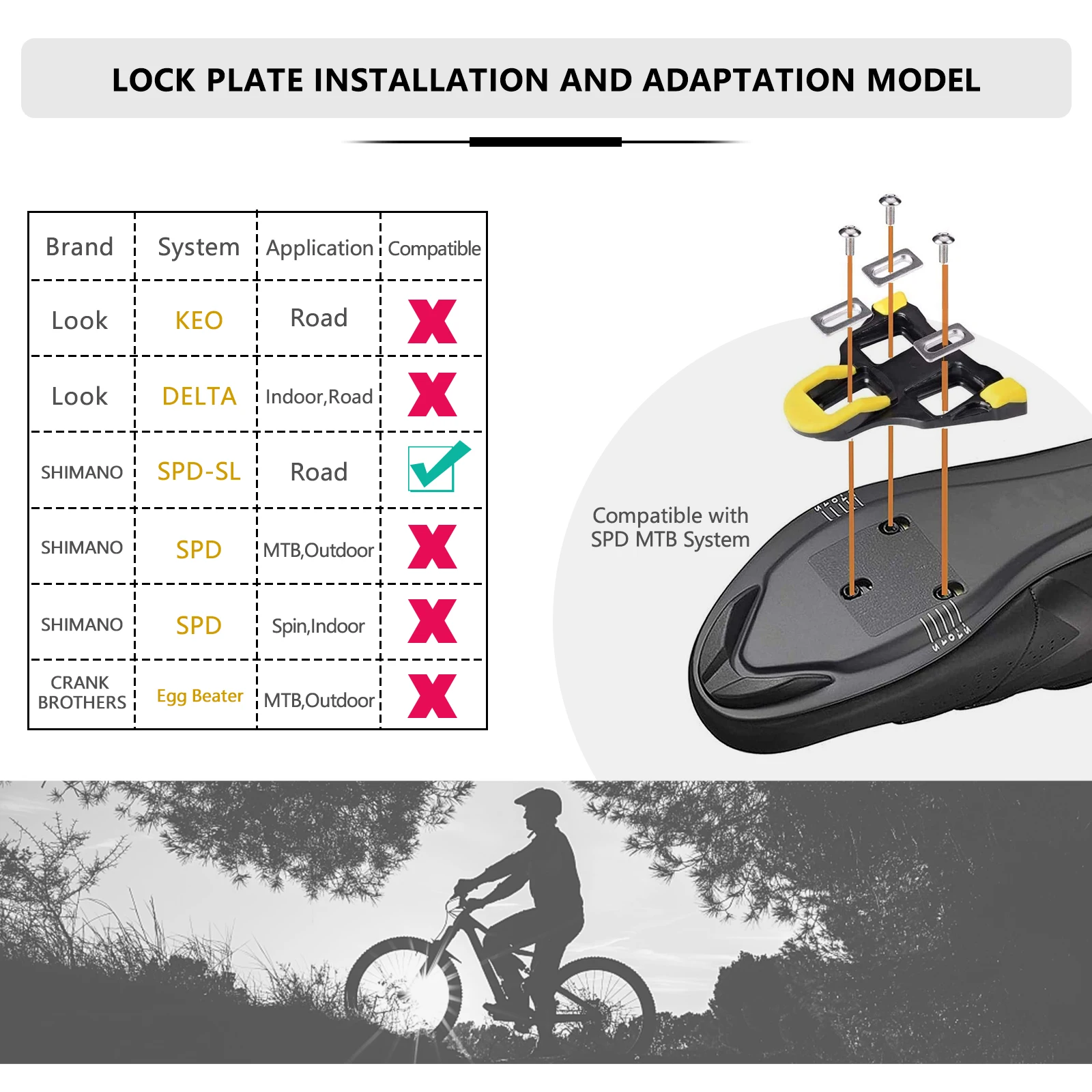 KOOTU Bicycle Professional Pedals Bike Racing MTB Road Bike Pedals Bike Parts for SHIMANO/LOOK System Pedal Clip Cycling Pedals