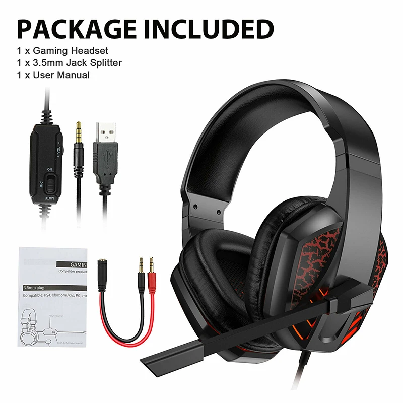 3 5mm Headphone Pro Gamer Noise Cancelling Mic Gaming Headset 1 2m Cable Stereo Bass Surround Earphone For PS4 Xbox One PC