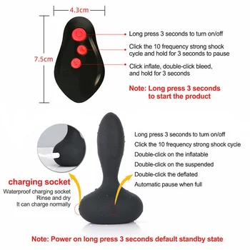 Vibrating Inflatable Anal Butt Plug Vibrator Prostate Massager Stimulator Multi-Speed Vibrations Waterproof sex toys for men gay 6