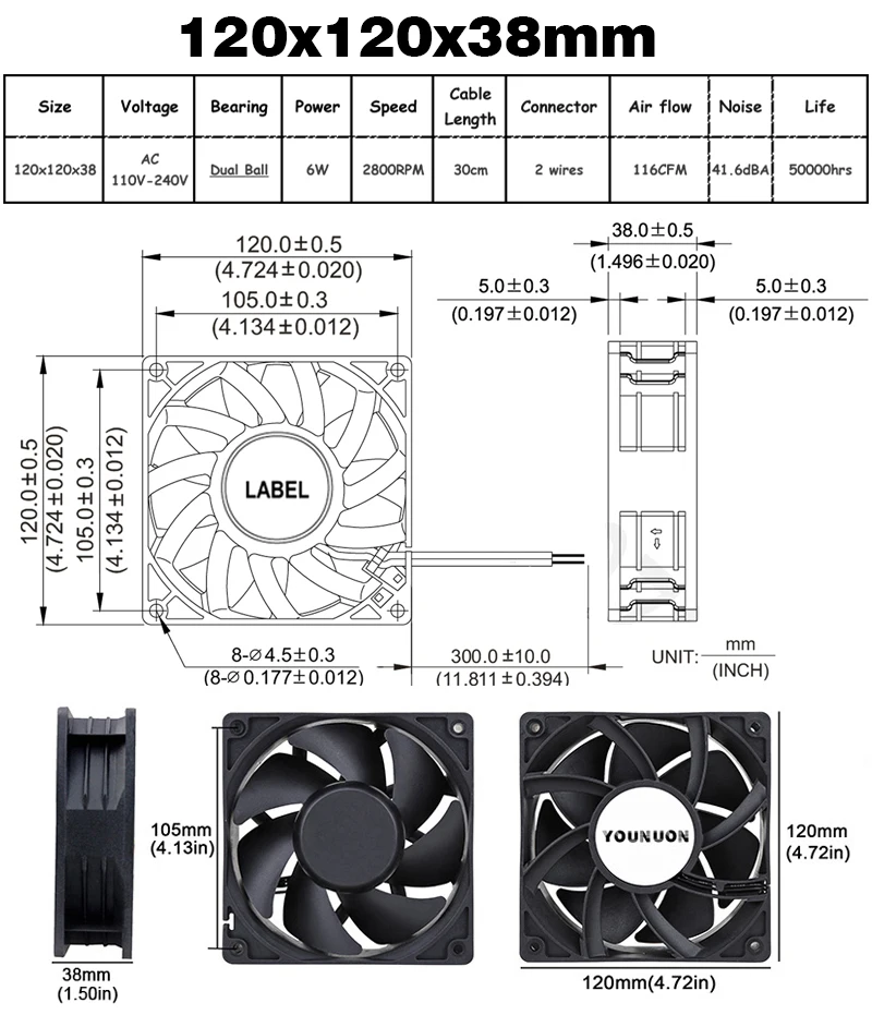 9225, 12025, 12038, 12032, CA 110V, 115V, 120V, 220V, 240V, 1PC