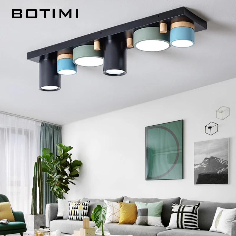 

BOTIMI Irregular Cylindrical Ceiling Lights For Living Room Modern Surface Mounted Round Bedroom Lights Black Long Room Lighting