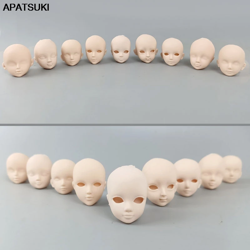 

9pcs/lot Soft Plastic Practice Makeup DIY Doll Head For 11.5" Doll Heads For 1/6 BJD Doll's Practicing Head Doll Accessories