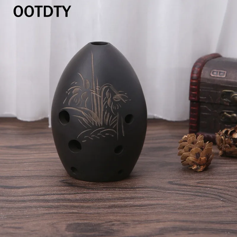 OOTDTY 8 Holes Ocarina Black Clay Xun Musical Instrument For Children Beginner Gift